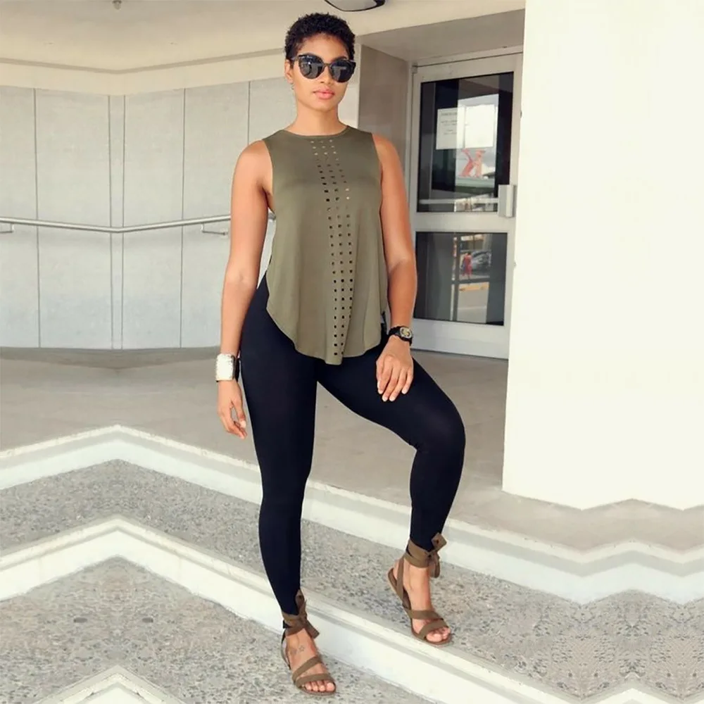 

Chocomist Two-piece Casual Solid Women Pant Set H8915