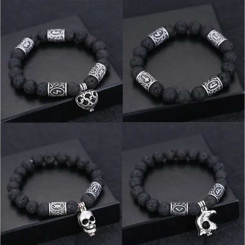 

24Pcs Vintage Silver Norse Viking Rune Beads Bracelet Hair Beards Jewelry Making M0XF