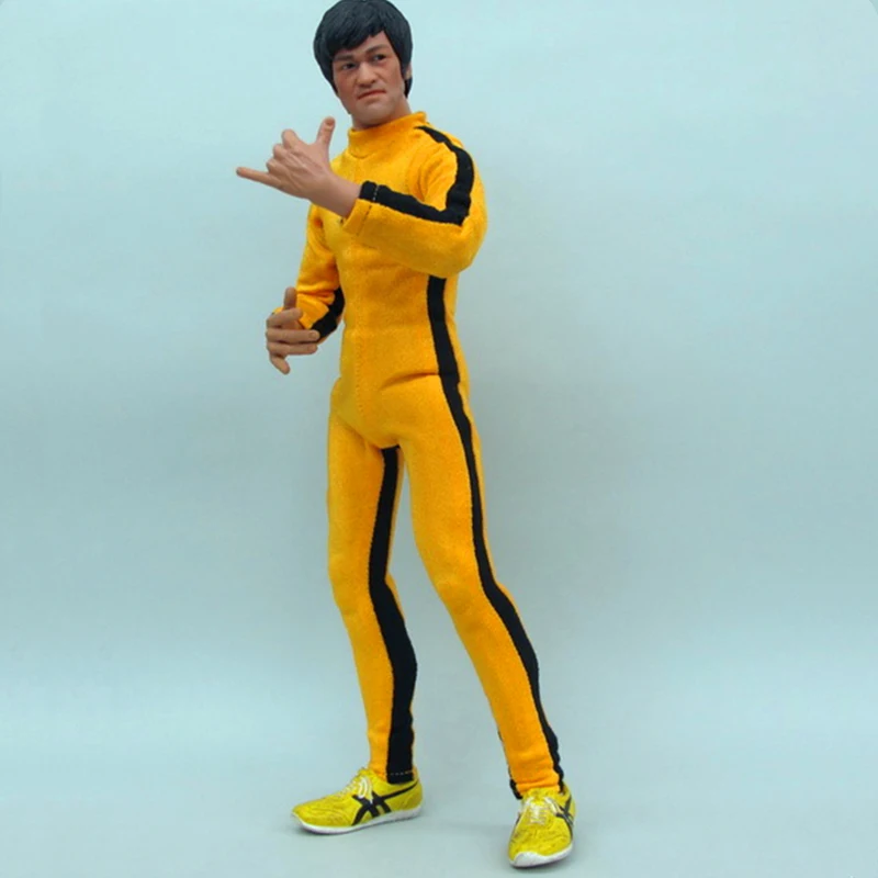 1/6 масштаб желтый соединенный Костюм Брюс Ли конгфу Мужская спортивная одежда