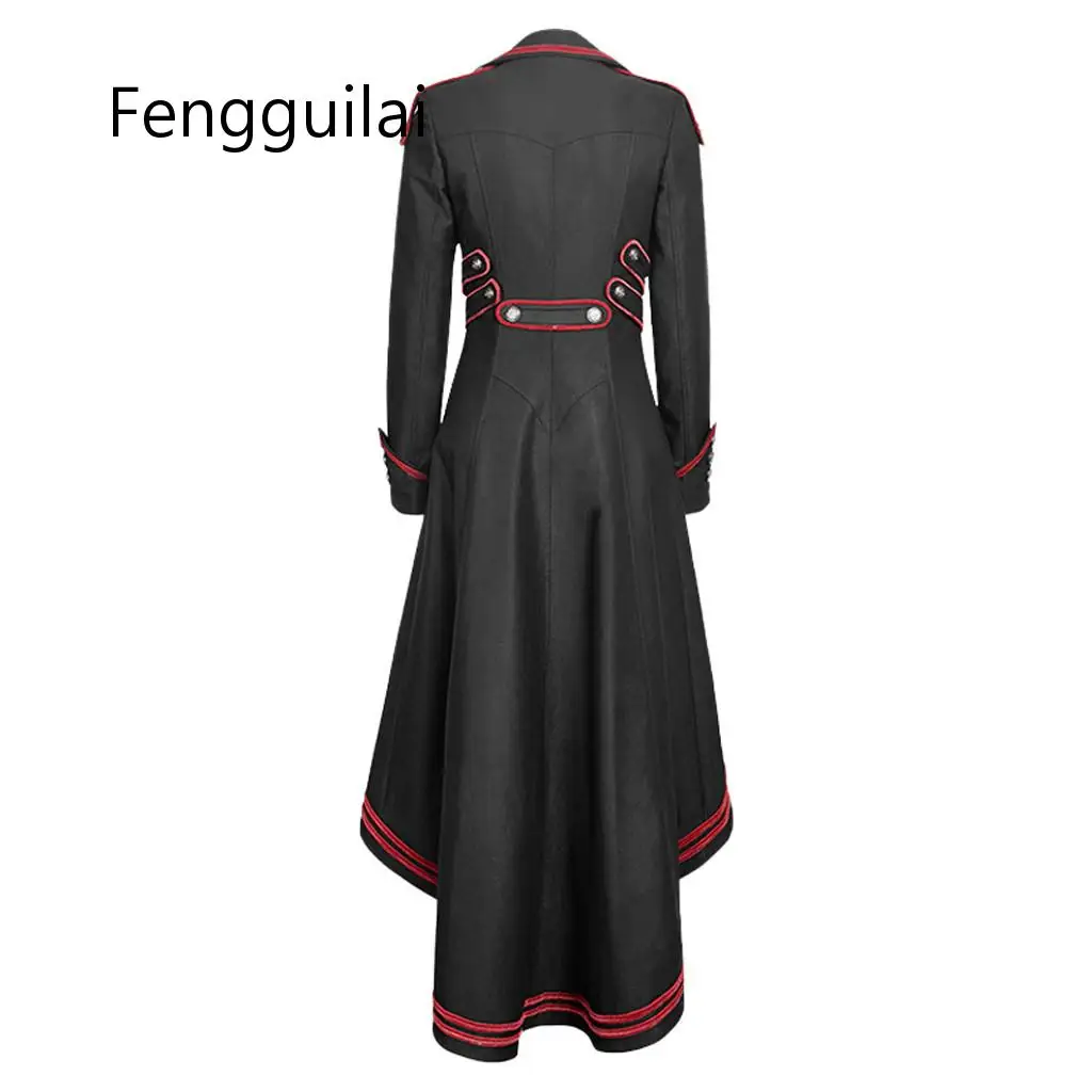 Винтажная Женская длинная куртка в готическом стиле пальто с длинным рукавом и
