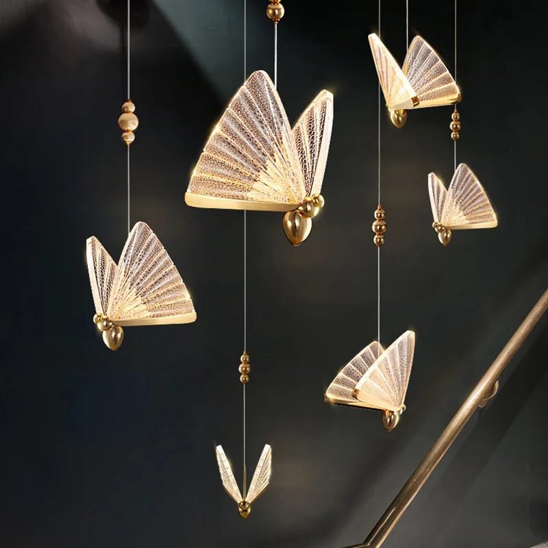 Modern Pendant Lights Creative Butterfly Led Hanging Lamp For Living room Stairs Kitchen Pendant Lamp Bar Home decor luminaires