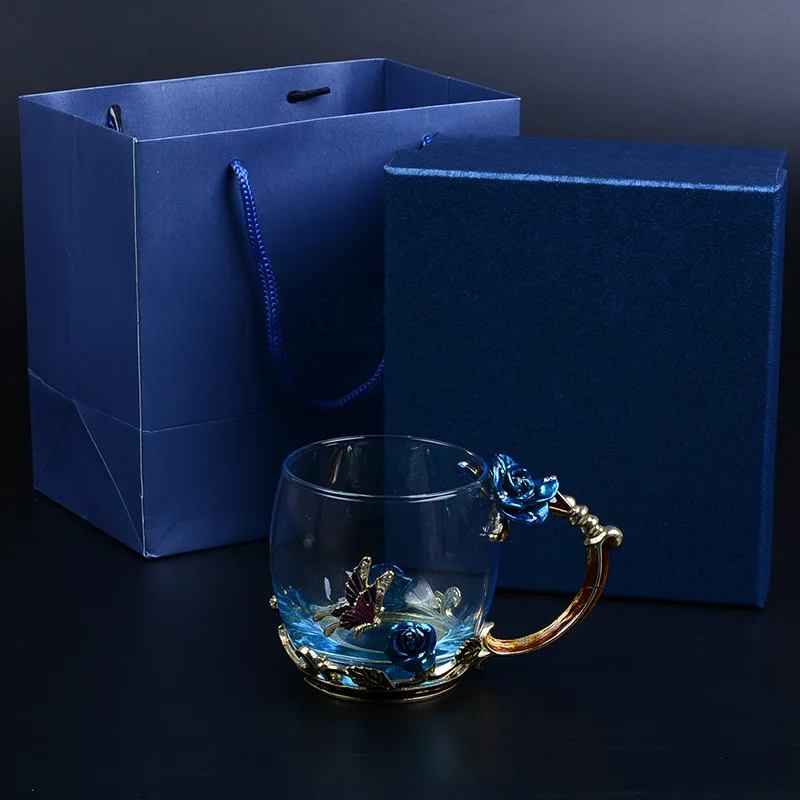 Household enamel cup high temperature enamel color glass cup glass tea set
