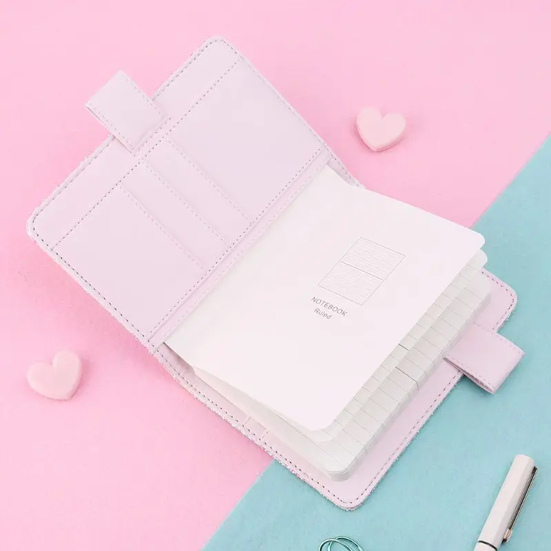 

A6 Sequin Notebook Diary Weekly Planner Journal Agenda Organizer Travelers Faux Leather Cover Book