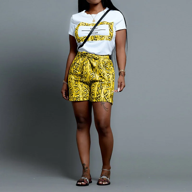 Женский спортивный костюм с принтом змеиной кожи сексуальный комплект из 2