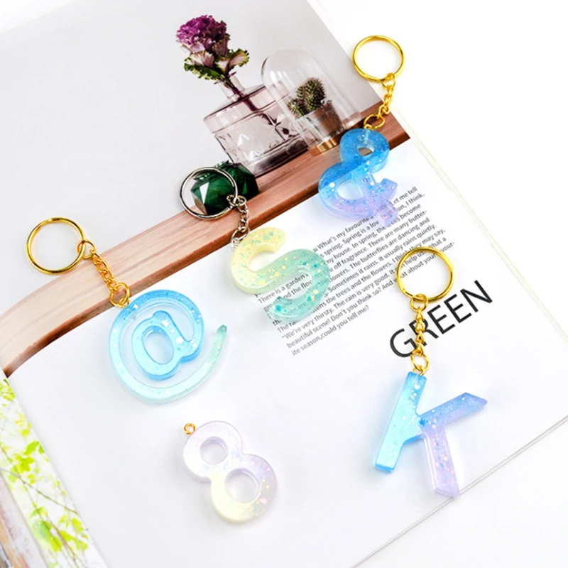 

English Alphanumeric Silicone Mold Diy Crystal Epoxy 26 Letter Pendant Keychain Pendant Set