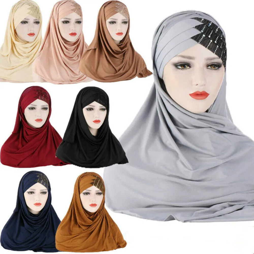 

Women's One-piece Hijab Muslim Head Scarves Wrap Turban Shawl Women One Piece Instant Scarf Fashion