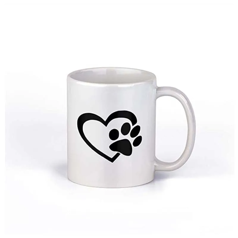 

Керамическая кофейная кружка с принтом в виде лап Love щенка | Идеально подходит для собаки, мамы, которая любит кофе | Кофейная кружка