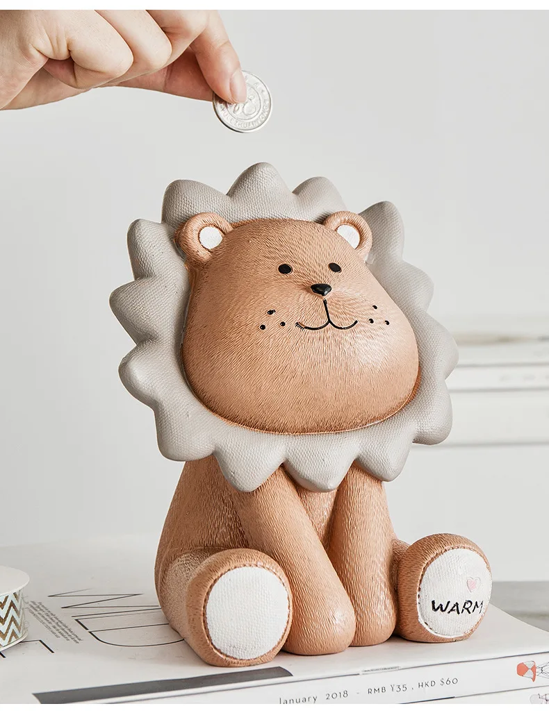 

Cute creative lion piggy bank children piggy bank ornaments animal gift savings box send birthday gifts living room decoration