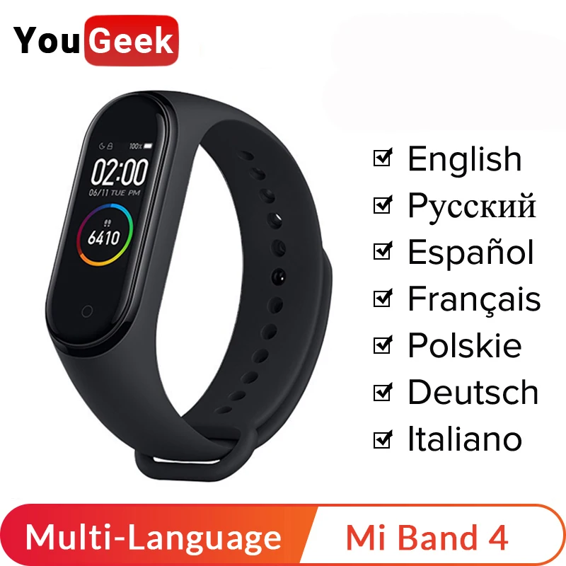 Оригинальный Смарт браслет Xiaomi Mi Band 4 3 цвета AMOLED экран Miband смарт фитнес тренер