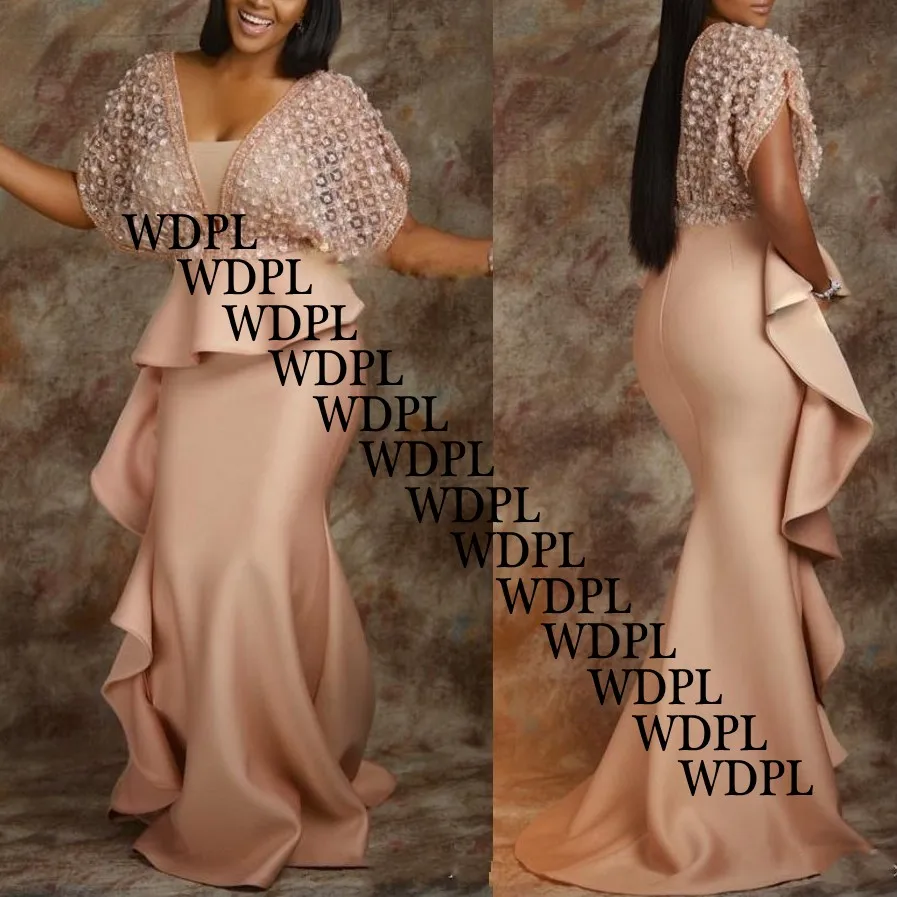 Abiye вечернее платье размера плюс vestidos largos вечернее платье с короткими рукавами кружевное abendkleider длинное вечернее платье Русалка со складками