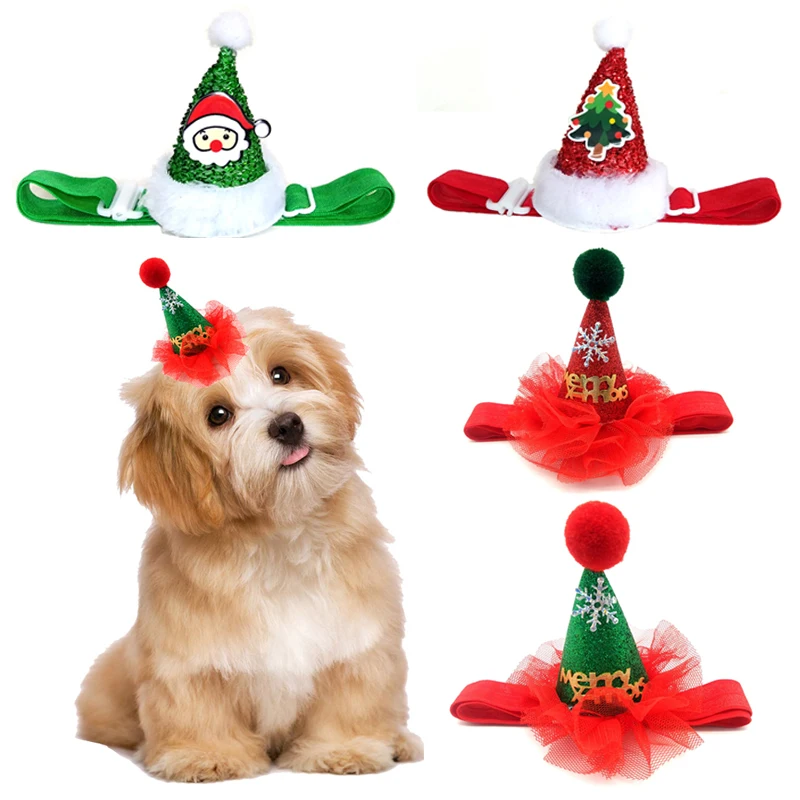 Милая Рождественская шапка для домашних животных головной убор собаки кошки