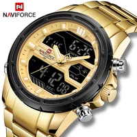 naviforce luxury gold male watches stainless steel quartz waterproof watch for men business fashion wristwatch relogio masculino