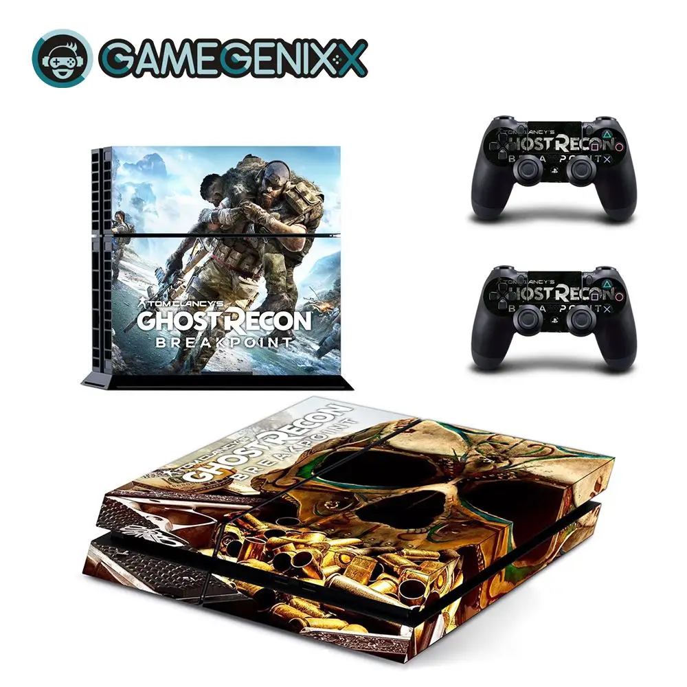 Наклейка на кожу GAMEGENIXX Виниловая наклейка для консоли PS4 и 2 контроллера Ghost