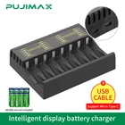 Умное зарядное устройство PUJIMAX, 8 слотов светодиодный светодиодным индикатором для никель-металлогидридныхникель-кадмиевых аккумуляторов, защита от короткого замыкания