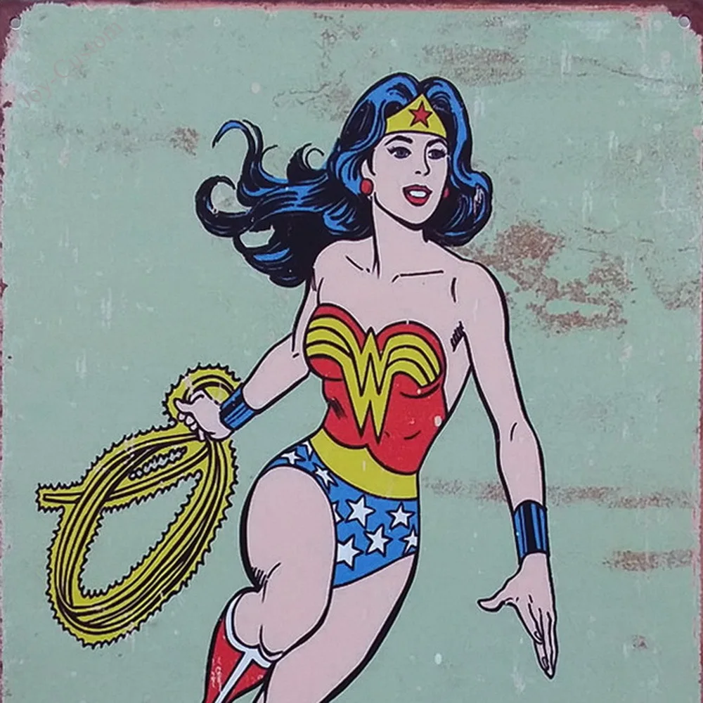 WONDER WOMAN Retro Movie Star Metal Decor Plaque Tin Vintage Cartoon Sign Animation Cinema Film Poster Home Wall 20x30cm | Дом и сад