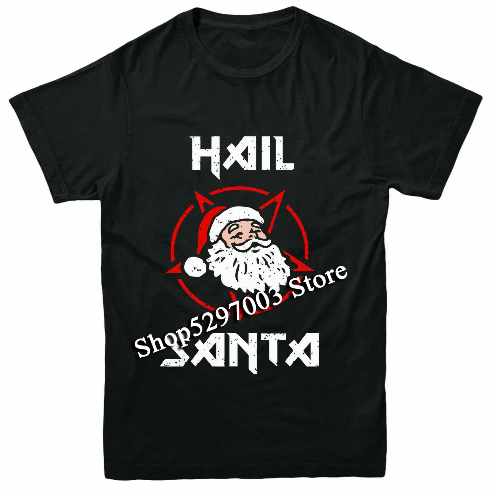 Забавная футболка с надписью Hail Santa подарок злой Санта дьяволом и звездами для