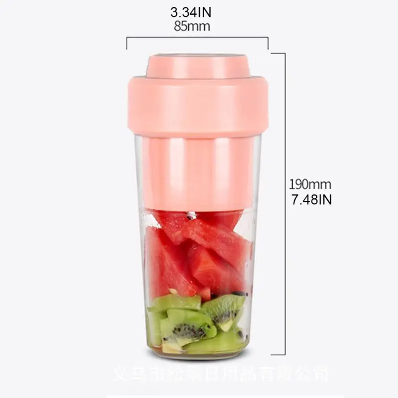 

500ML Large Capacity Portable Stainless Steel Blade Blender Mini USB Charging Fruit Juicer Cup for Home Use D0AB