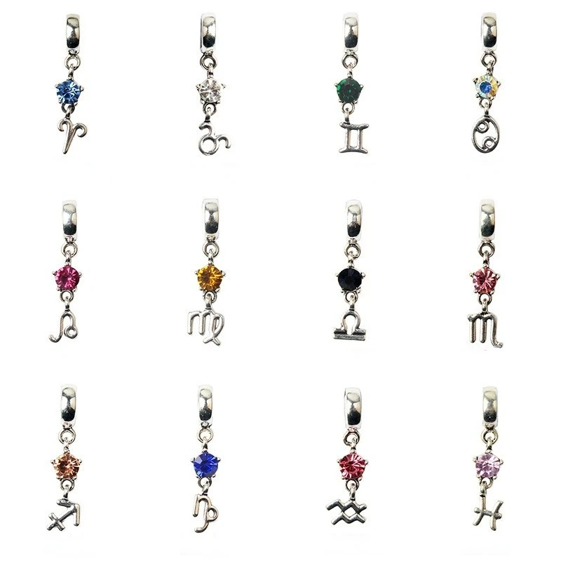 

Twelve Constellations Charms Beads Fit Pandora Charms Bracelet Women Fashion Bead Jewelry Making