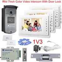 apartments rfid video intercom home video door phone waterproof ccd camera color monitor 7 video door bell full kit with lock