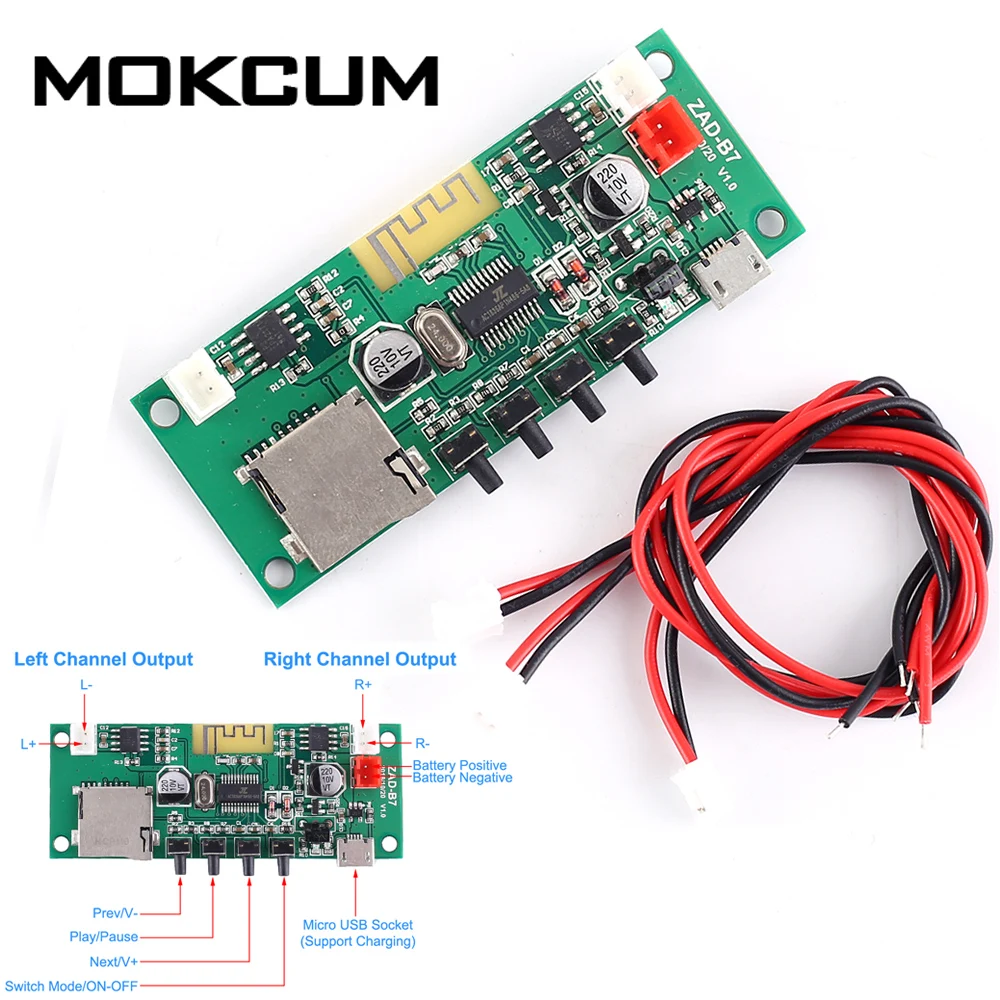 DC 3 7 V 5V Bluetooth MP3 декодер модуль усилителя 5W стерео беспроводной музыкальный плеер