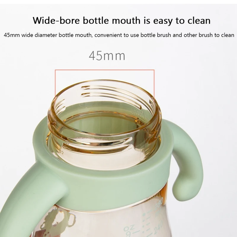 

220/280ML Baby Training Cup Bottle Newborn Cartoon Wide Caliber Anti-flatulence Bottle With Handle BPA Free Water Bottles510