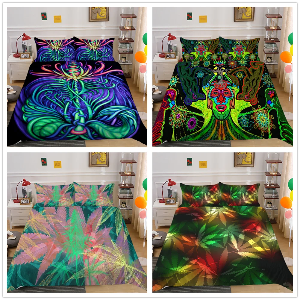 

3D Bedding Set Duvet Cover Sets Maple Leaves Printed Bedclothes Boys Child Girls Room Decorations Home Textile