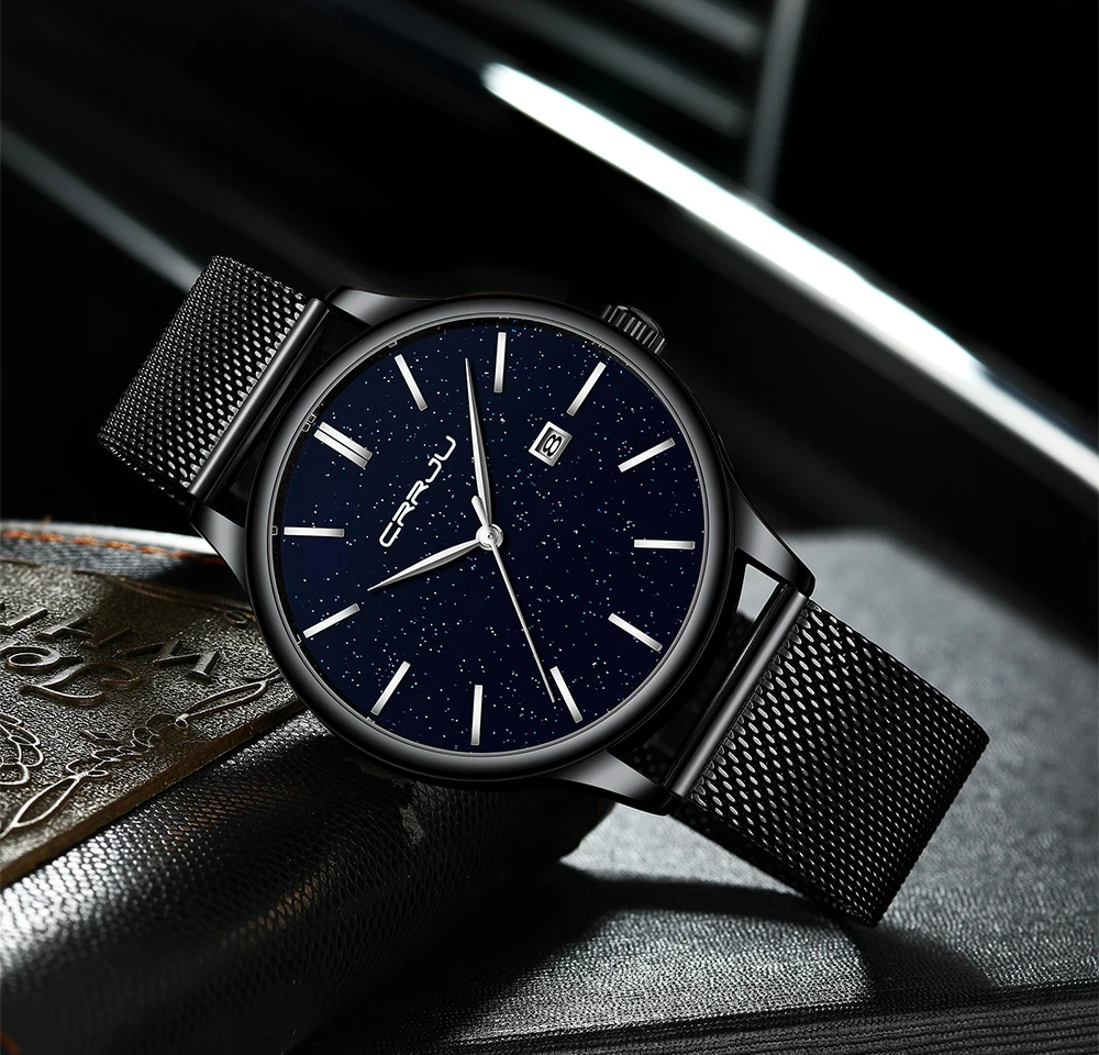 Mens Fashion Stainless Steel Watches relogio masculino CRRJU Luxury Men Casual Dress Waterproof Quartz Wristwatch | Наручные часы