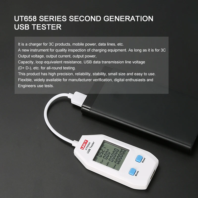 UNI-T USB Тестер измеритель мощности тестер напряжения/тока/выходной мощности зарядное устройство/Мобильный детектор уровня мощности тестер серии UT658