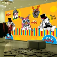 custom wallpaper large mural hand painted dumb cute gentleman puppy childrens room clothing store pet shop background wall