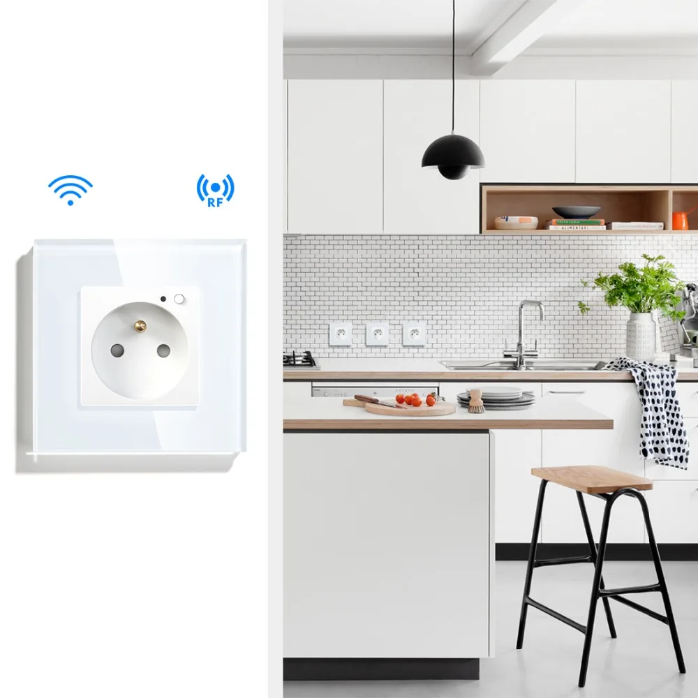 Смарт-розетка настенная со стеклянной панелью и поддержкой Wi-Fi - купить по