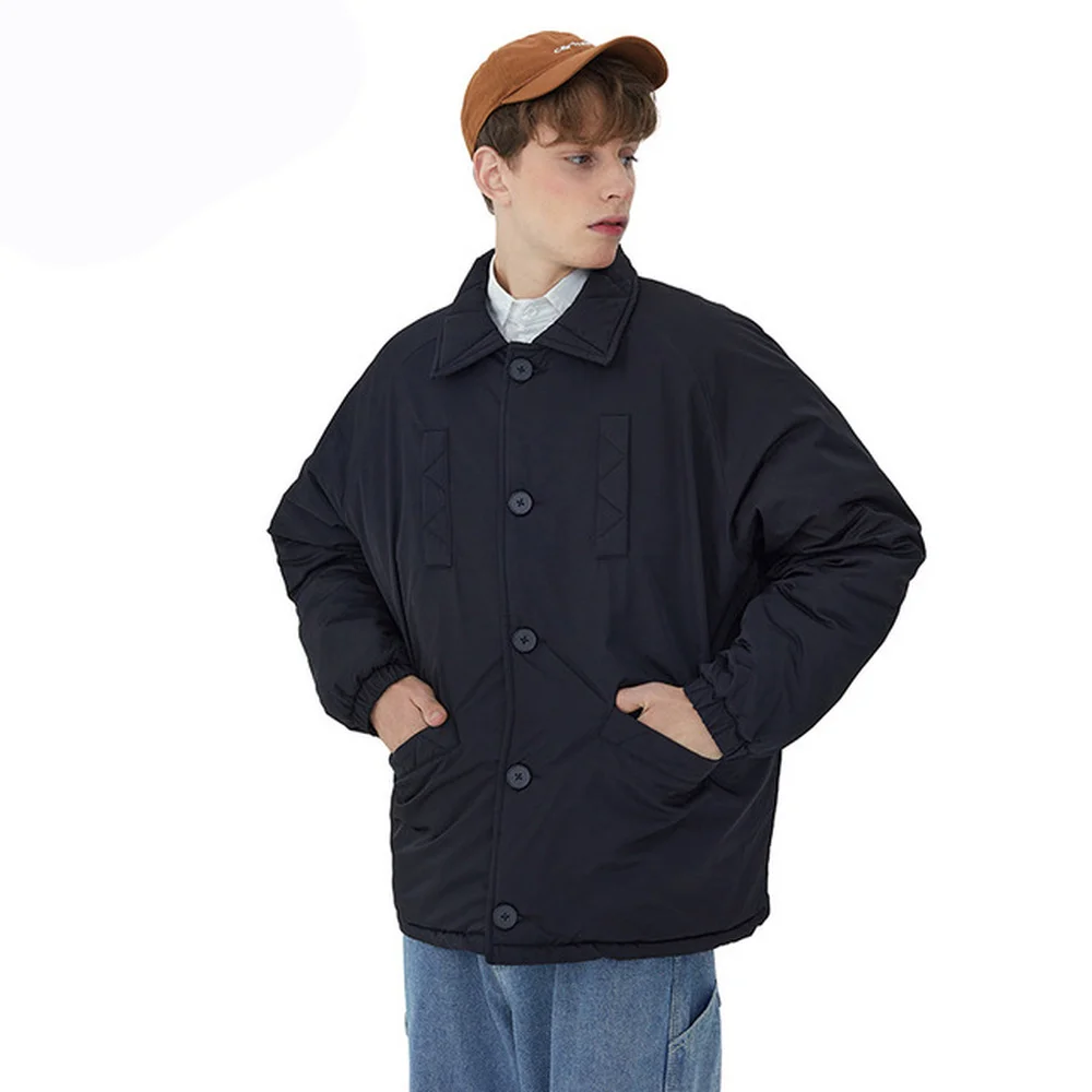 Covrlge Winter Warm Minimalist Style Cotton-padded Men's Jacket Lapel Quilted Coat All-match Blouse Trend Male Streetwear MWM128