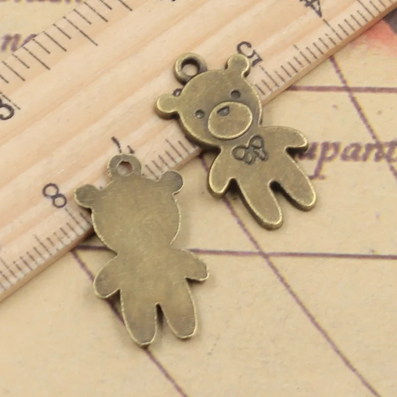 15 шт. подвески с медвежонком и бантом 24x14 мм антикварные бронзовые серебряные