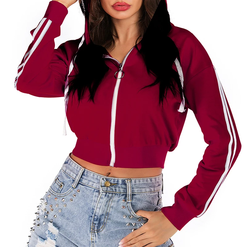 

Nice Women's Autumn / Spring Top Drawstring Hoodie Long Sleeve Hoodie Sweatshirt Zipper Short Jacket Zipper Coat