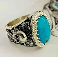 turquoise mens ring clean high porcelain smooth skin fashionable and generous mens style