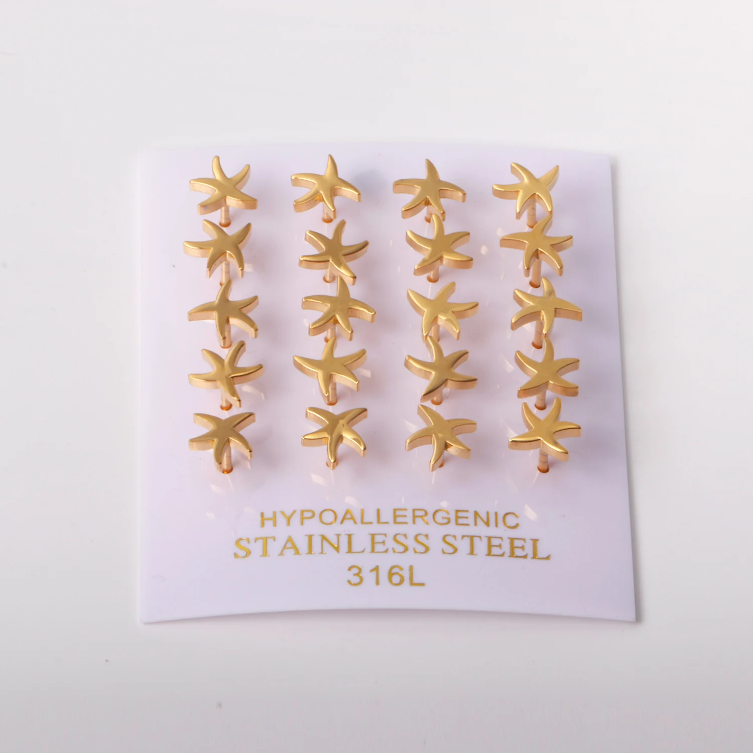 

10 Pairs Star Earrings 316L Stainless Steel Screw Type Small Earring Gold Color Party Gift for Women Girl Jewelry Accessories