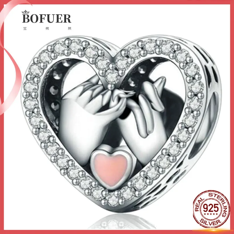 

Romantic Genuine 925 Sterling Silver Promise For Love Heart Beads fit Original Charm Bracelet DIY Jewelry Gift