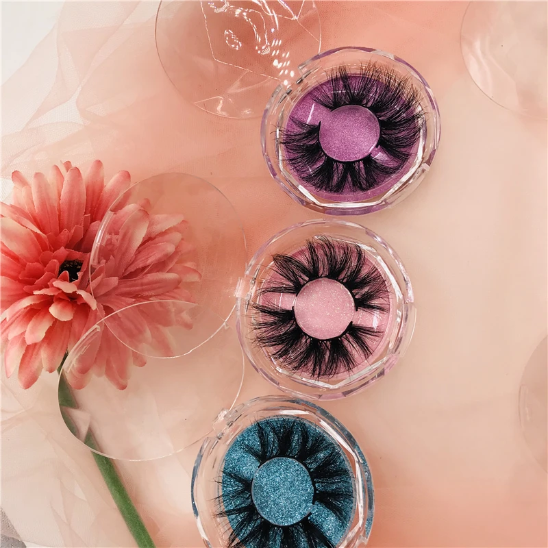 6 пар/лот норковые 5D ресницы на заказ Круг прозрачный пакет популярные 25 мм |