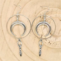 vintage moon goddess earrings gothic hoop earrings punk witch big earrings sun goddess accessories celestial jewelry