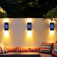 4 pack outdoor led solar lights up down wall light ip65 waterproof for garden pathway courtyards hallway porch entry decoration