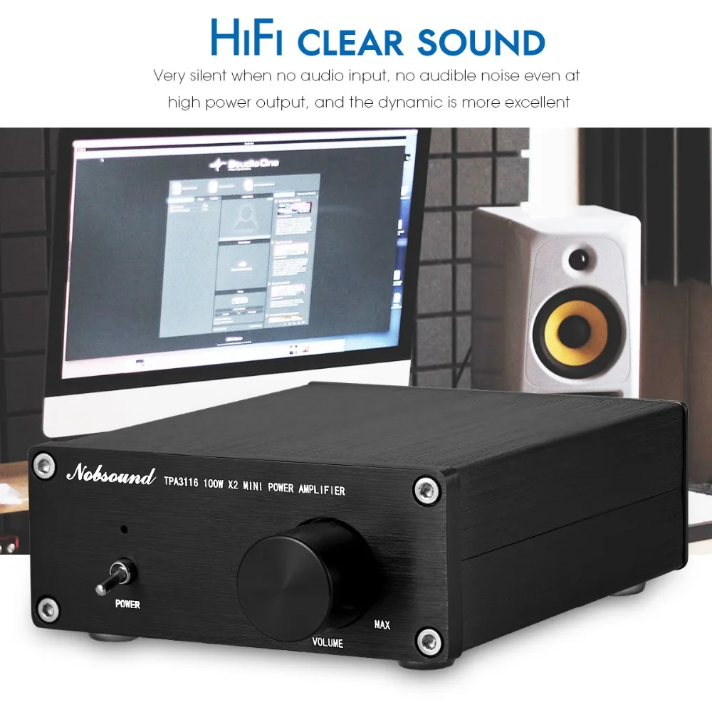 Nobsound Мини цифровой аудио усилитель мощности HiFi TPA3116 стерео музыка 2-канальный 100 Вт* 2 черный шасси