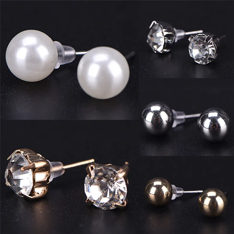 9 пар в упаковке набор стразы серьги гвоздики из искусственного жемчуга для
