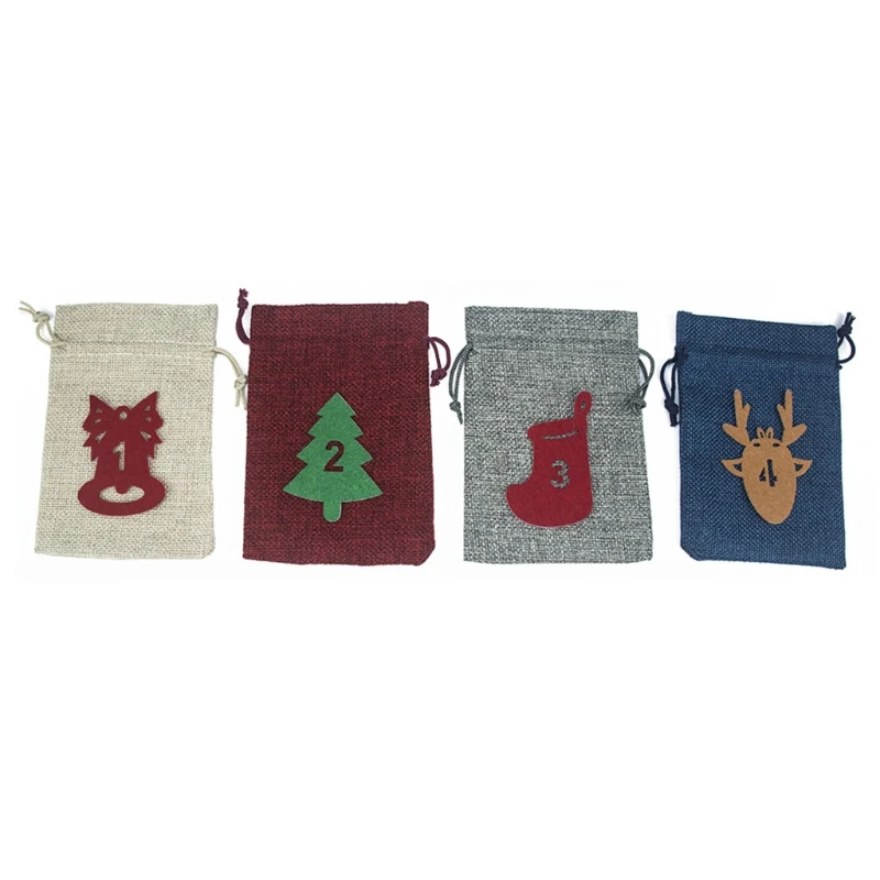 

066C Рождественский Комплект мешочек 1-24 Рождественский календарь обратный отсчет подвесная сумка упаковка подарочный пакет набор рождестве...