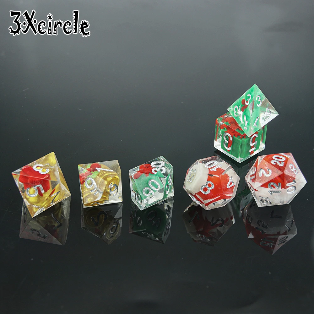 Творческий 7 шт многогранные кости с цифрами комплект новогодней тематики для