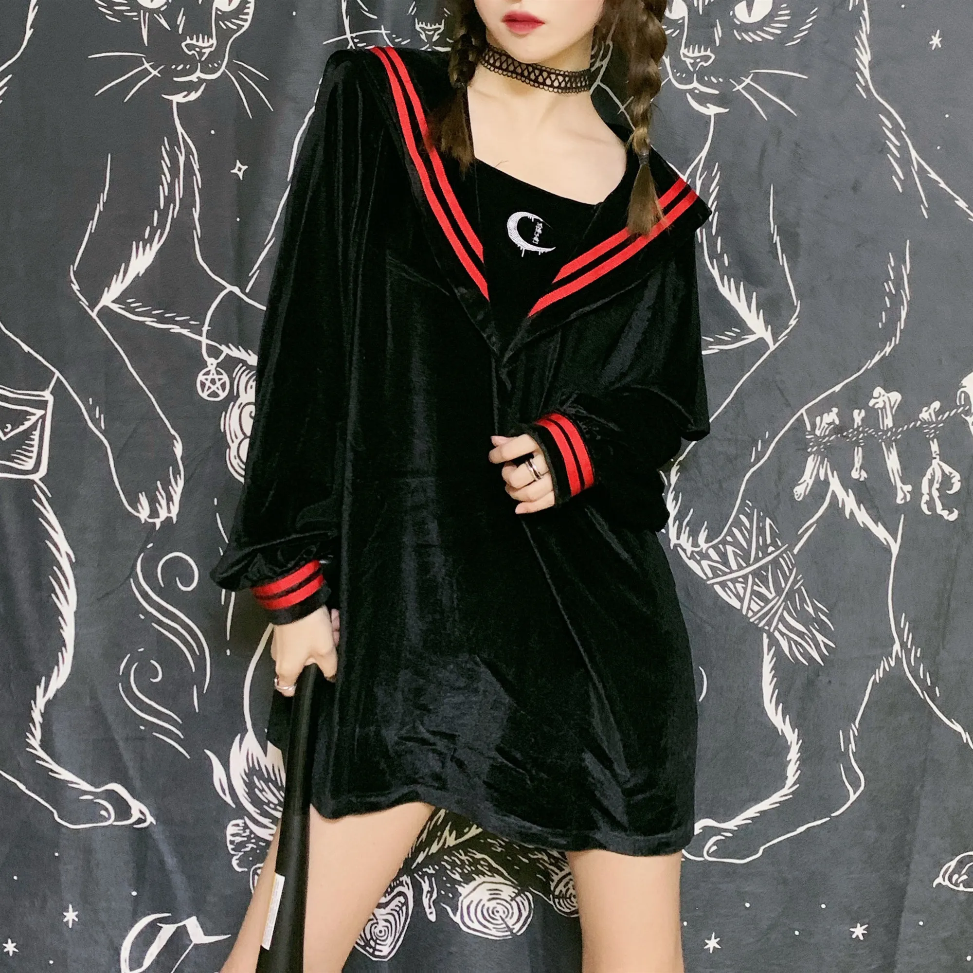 Ruibbit/осенне-зимняя женская рубашка с длинным рукавом полосатая вышитая морская