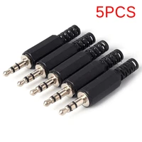 5pcs high quality black 3 5mm connector 3 5 mm headphone 4 pole diy plug for 4mm cable audio adapter