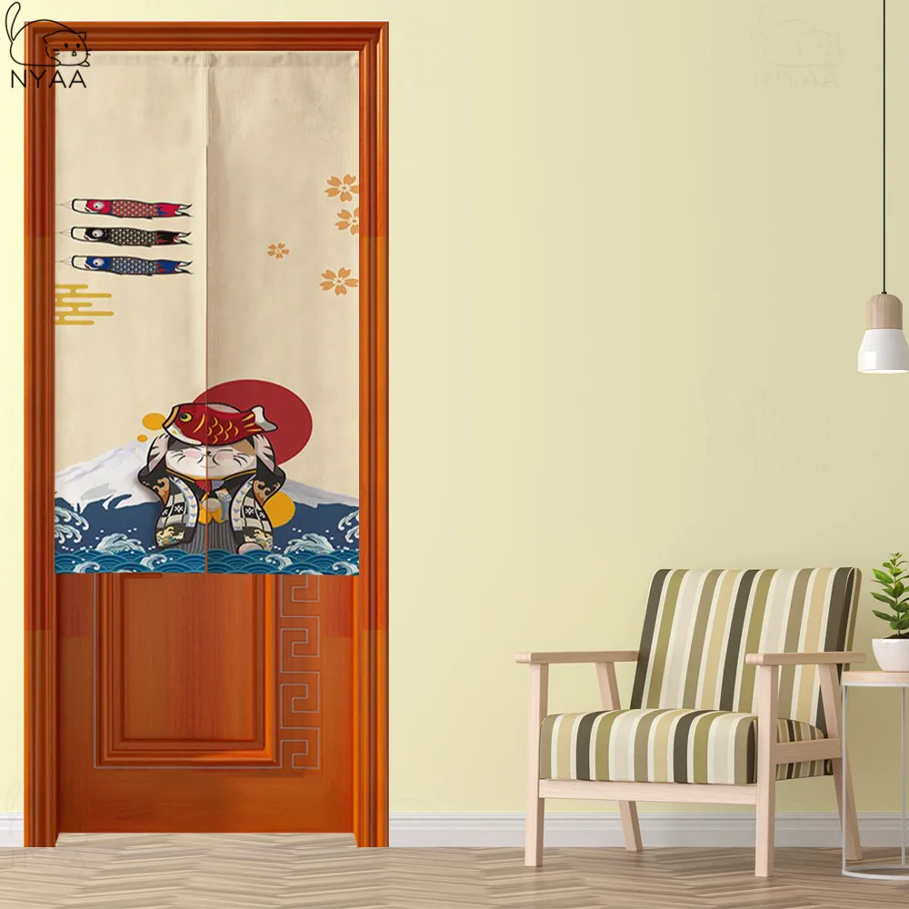 Японская дверная занавеска для гостиной спальни кухни льняная ткань занавески