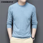 COODRONY брендовая осенне-зимняя Мягкая трикотажная рубашка, Классический Повседневный Однотонный свитер с круглым вырезом, пуловер, мужская одежда C1320