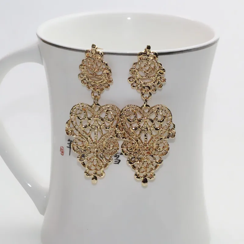 Классические винтажные длинные серьги женские бохо в форме листа свадебные