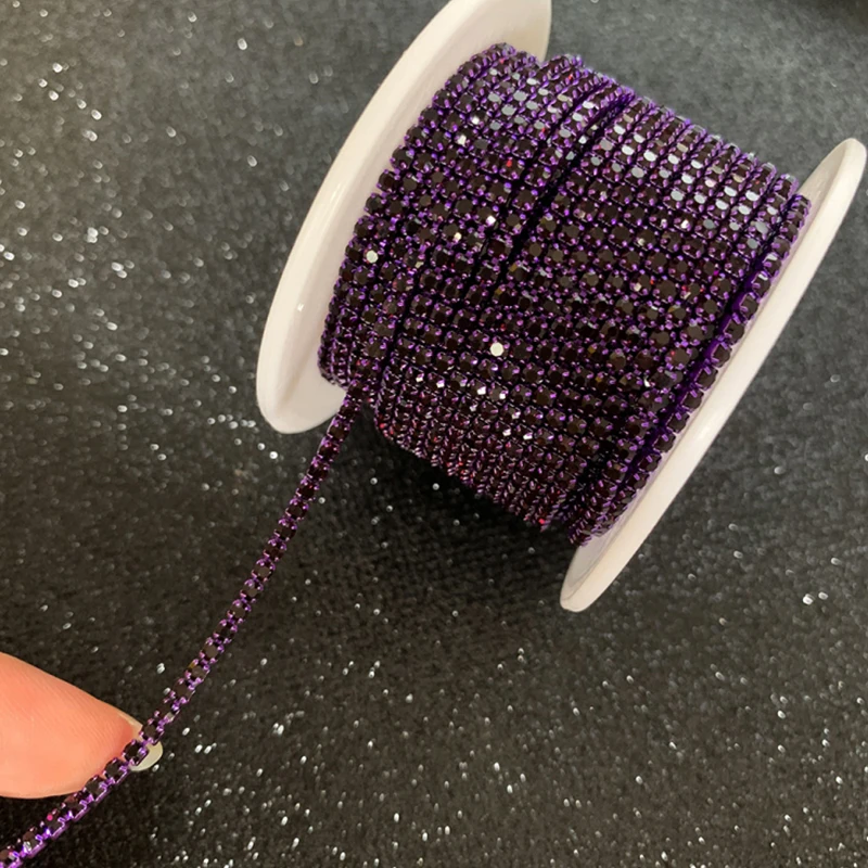 2 мм Цветные однорядные стеклянные стразы цепочка изумрудные Стразы diy свадебные