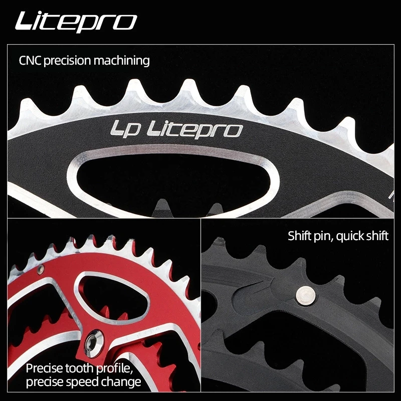 Litepro 130BCD 53t -39t Bicycle Chainring Double Round Aluminum Alloy Dual Chain Ring for Road / Folding Bike 9 10 11 speeds | Спорт и